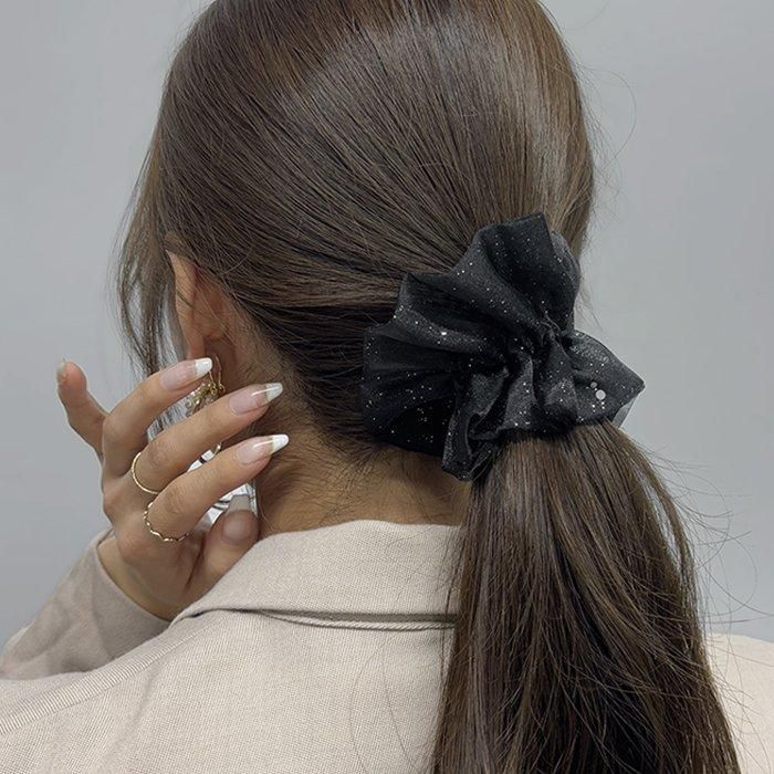 シュシュ  ヘアゴム  コットンモノトーンラメ シュシュ ヘアゴム コットンモノトーンラメ