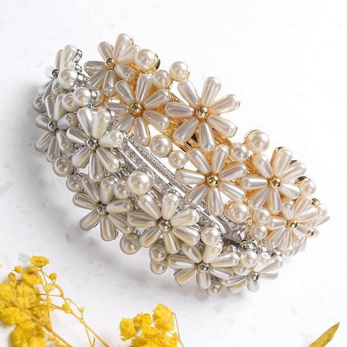 ハンドメイド レジン バレッタ 押し花 ドライフラワー ビジュー