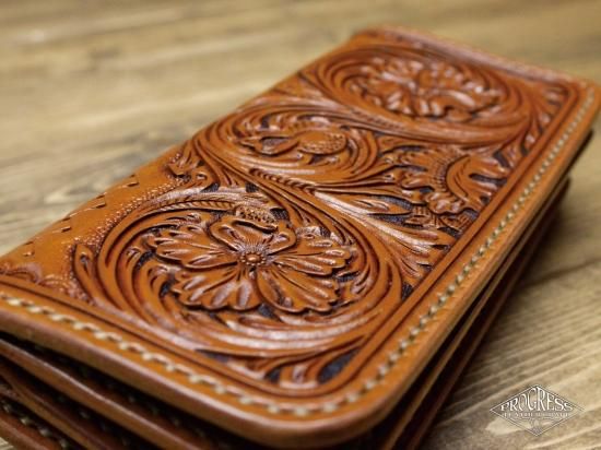 即納】David Styleカービング ロングウォレット - ハンドメイド革工房