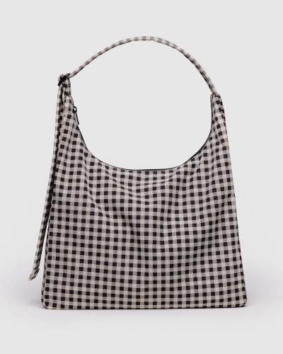 NYLON SHOULDER BAG ブラック×ホワイトギンガム
