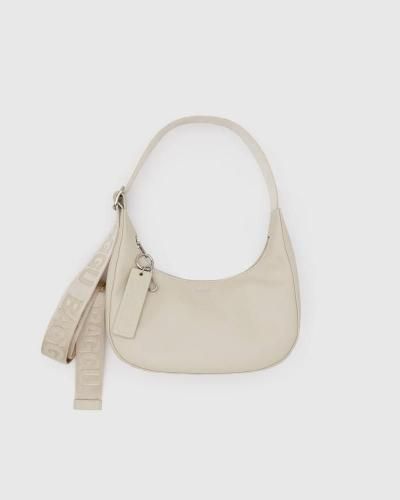 SMALL RECYCLED LEATHER CRESCENT BAG STONE