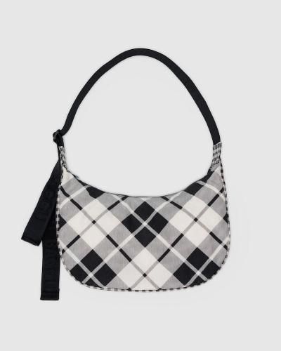 MEDIUM NYLON CRESCENT BAG Mixed Plaid